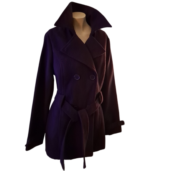 Jou Jou double breasted purple pea coat with larger lapel - Picture 2 of 5